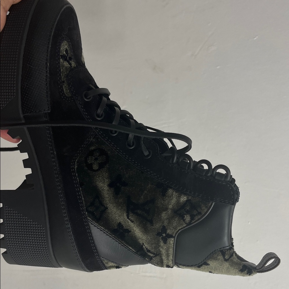 Louis Vuitton Black and Green Heeled Boots